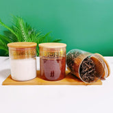 Heart Home Borosilicate Glass Containers with Bamboo Lid and Tray|Kitchen Organizer Items and Storage|Multipurpose Airtight Containers|3 Pieces Kitchen Containers Set-850ml Each